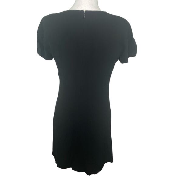 Theory Women's Short Sleeve Wool Shift Dress Size 6 Black Office Career - Picture 2 of 16